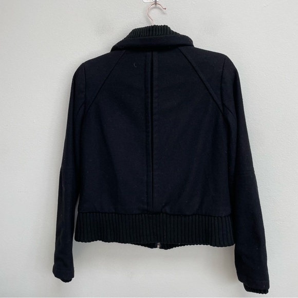 Zara women’s wool blend jacket short zip up bomber style size small solid black - Picture 2 of 7
